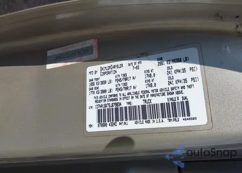 2003 Dodge Ram 1500 St from USA, damaged, VIN 1D7HA16K73J679834